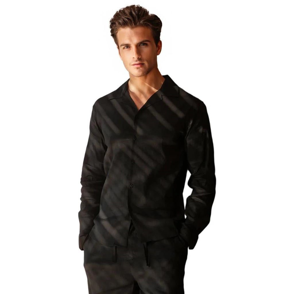Heren Casual Overhemd – Moderne Slim Fit met Lange Mouwen