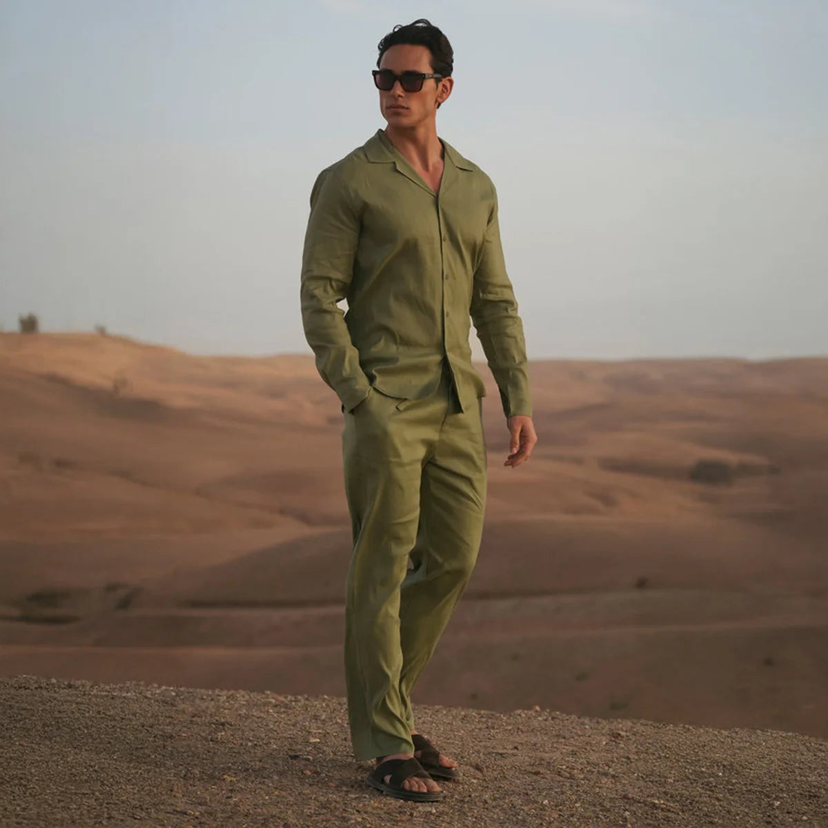 Comfortabele, ademende zomerlinnen broek voor heren