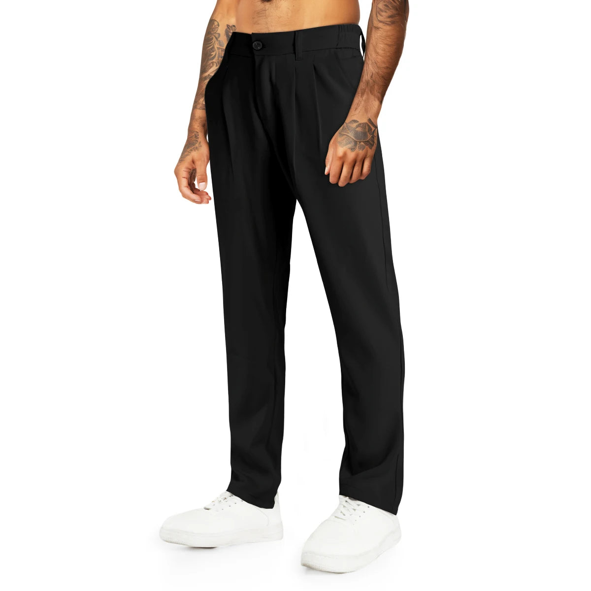 Solid Color Chino Broek Heren – Linnen/Katoen Straight Fit