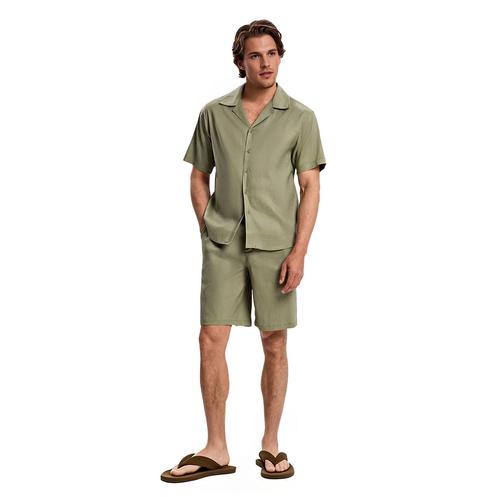 Heren Zomer Set – Korte Mouwen Overhemd & Shorts