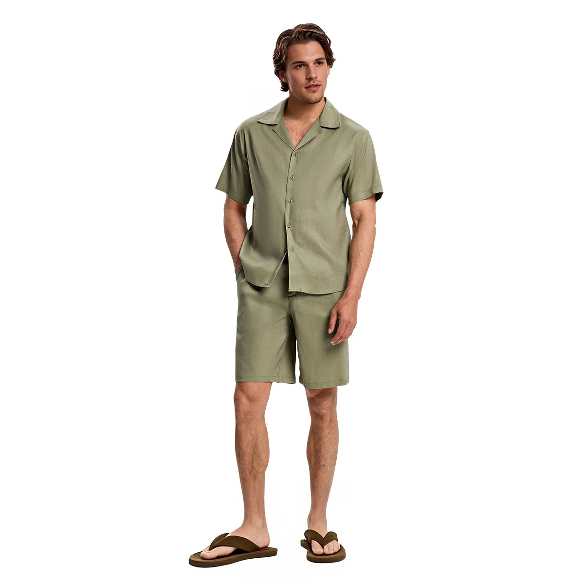 Heren Zomer Set – Korte Mouwen Overhemd & Shorts