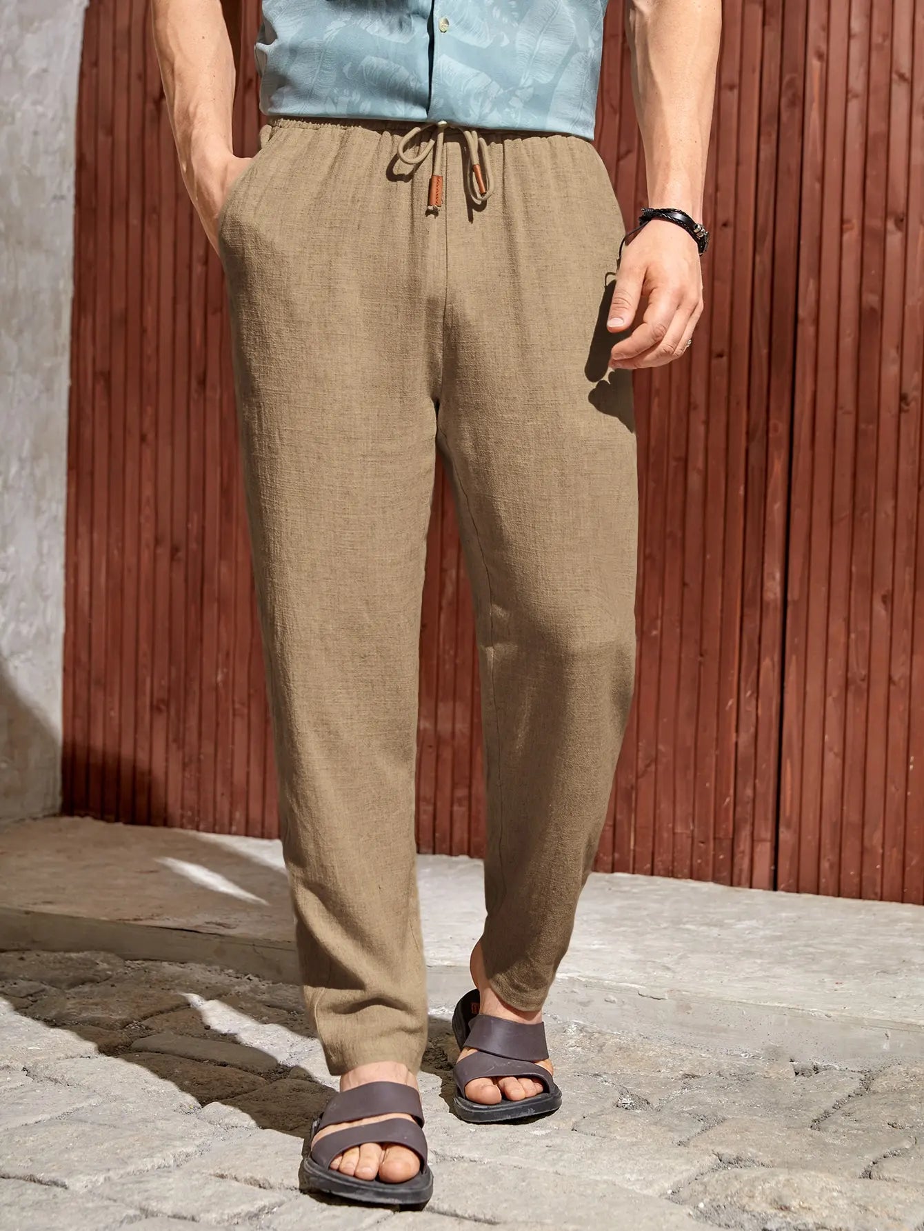 Katoen-Linnen Broek Heren – Straight Fit, Stretch & Kreukvrij