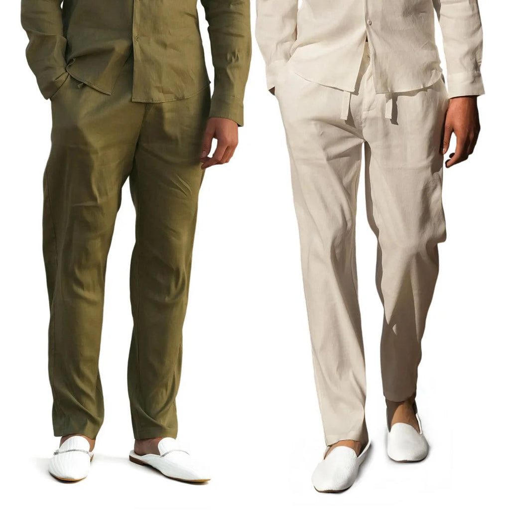 Comfortabele, ademende zomerlinnen broek voor heren