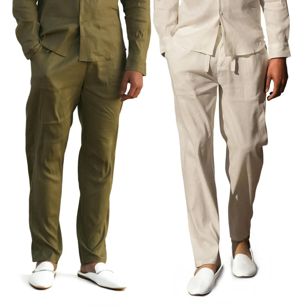 Comfortabele, ademende zomerlinnen broek voor heren