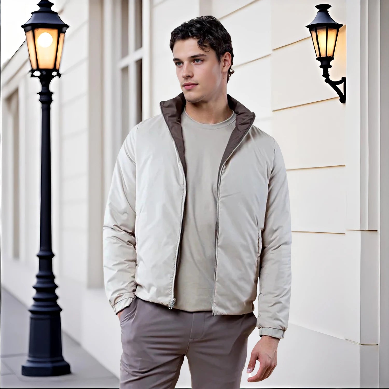 Heren Lichtgewicht Winterjas – Gevoerde Puffer Jas met Rits