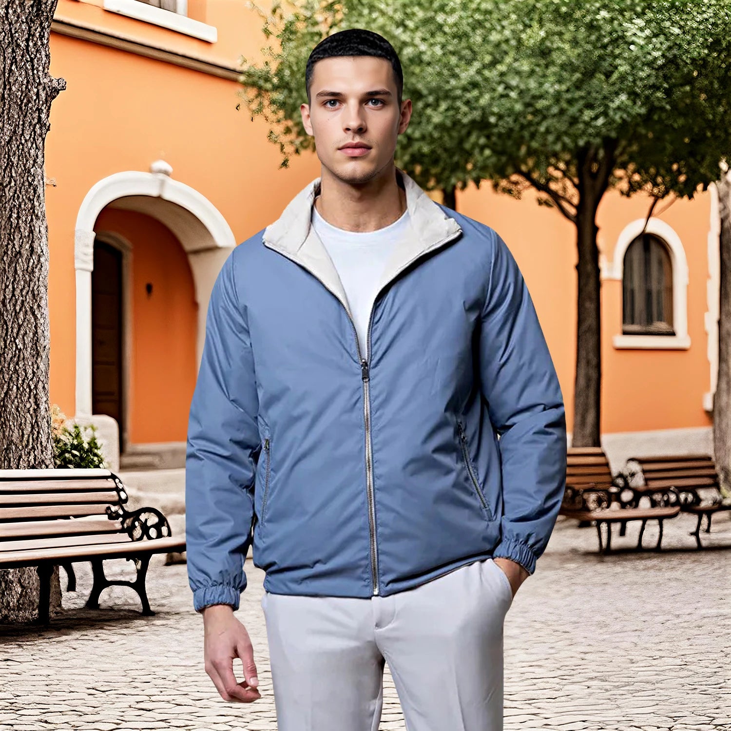 Heren Lichtgewicht Winterjas – Gevoerde Puffer Jas met Rits