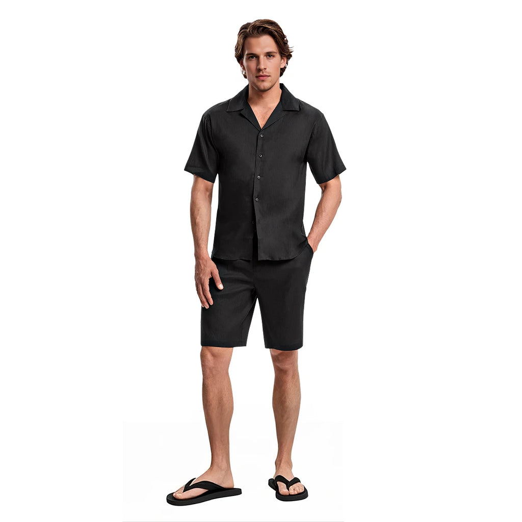Heren Zomer Set – Korte Mouwen Overhemd & Shorts