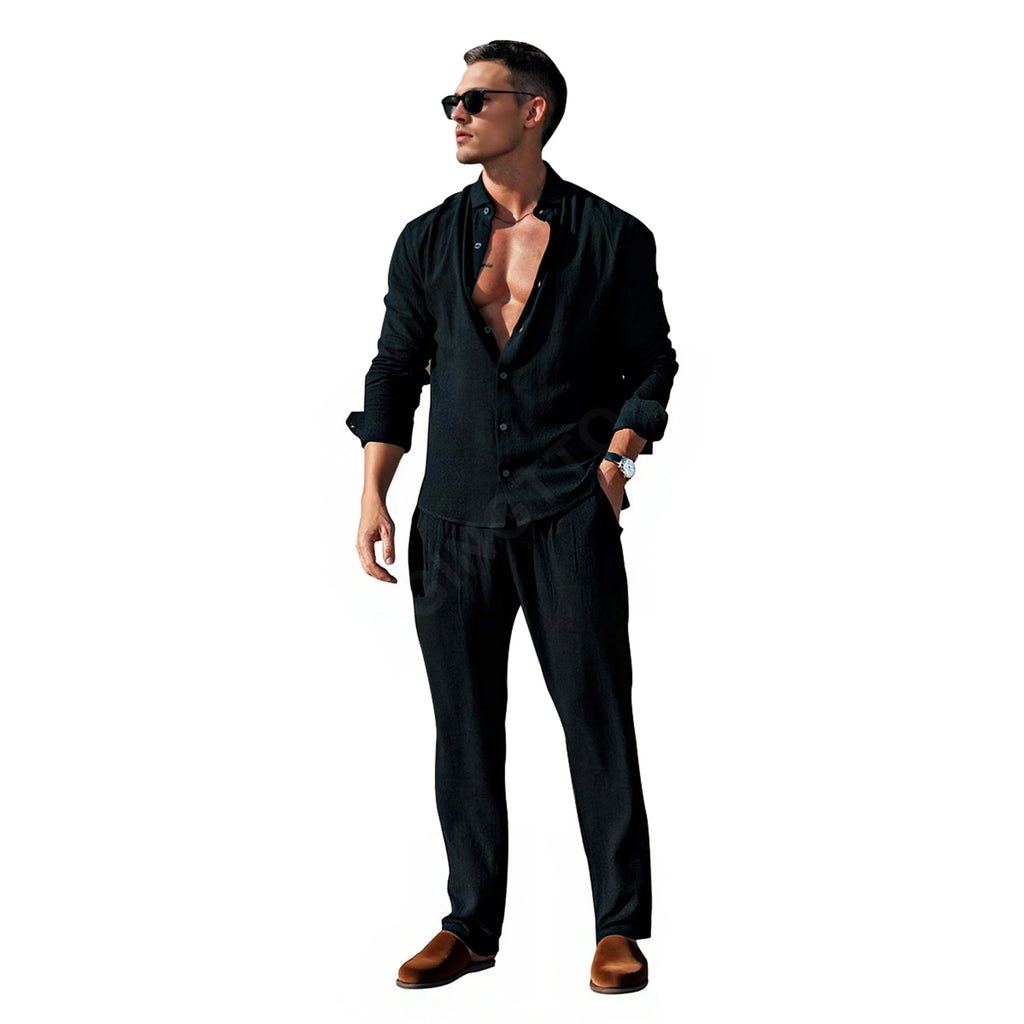 Linnen Heren Overhemd & Broek Set