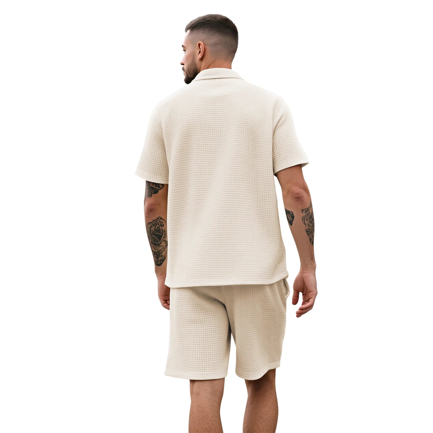 Waffle Zomer Set Heren – Ademend Overhemd + Shorts