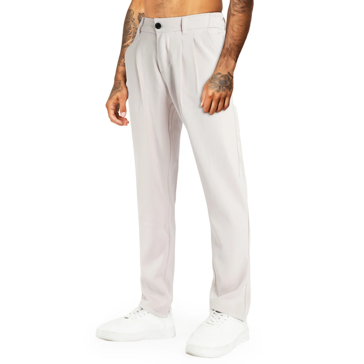Solid Color Chino Broek Heren – Linnen/Katoen Straight Fit