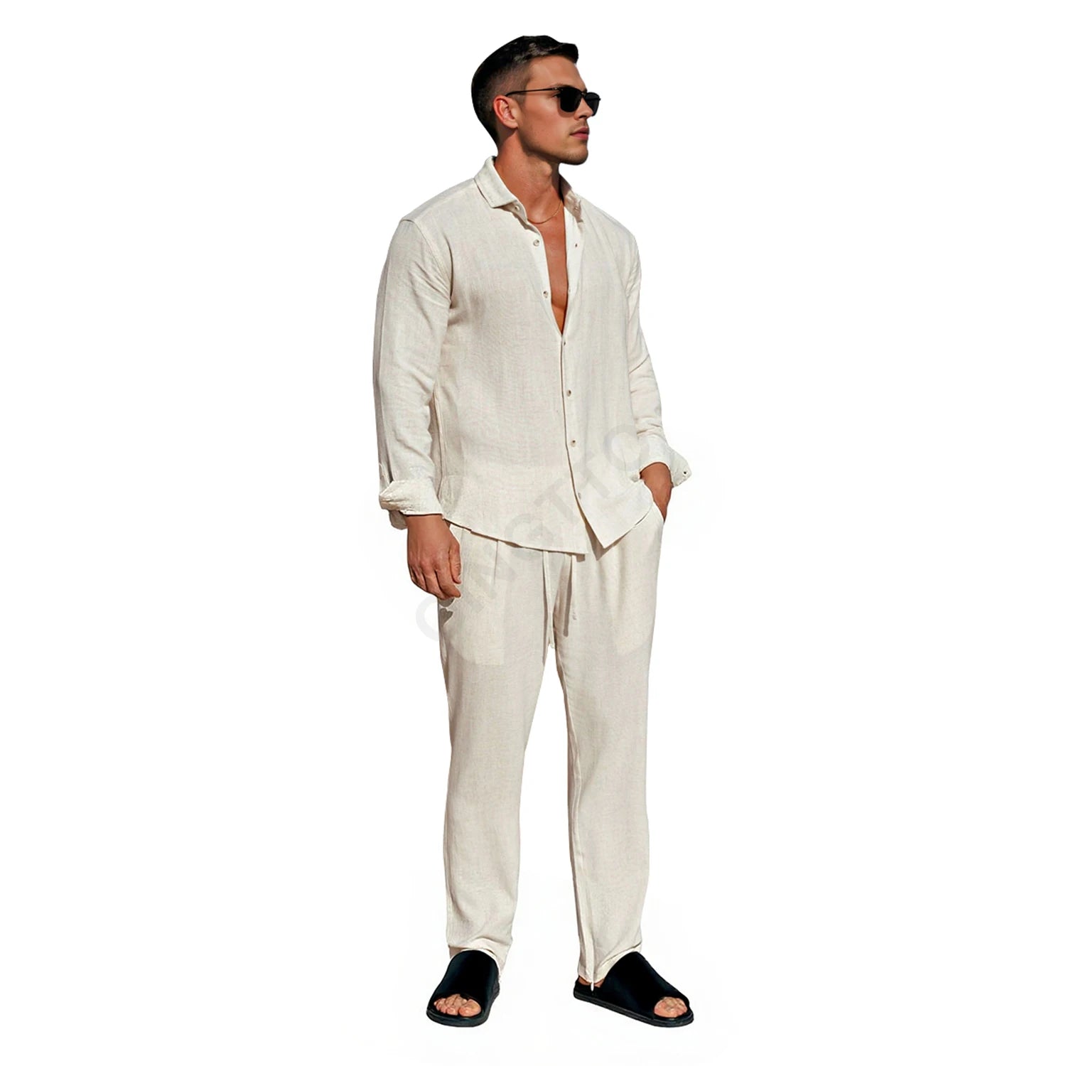 Linnen Heren Overhemd & Broek Set