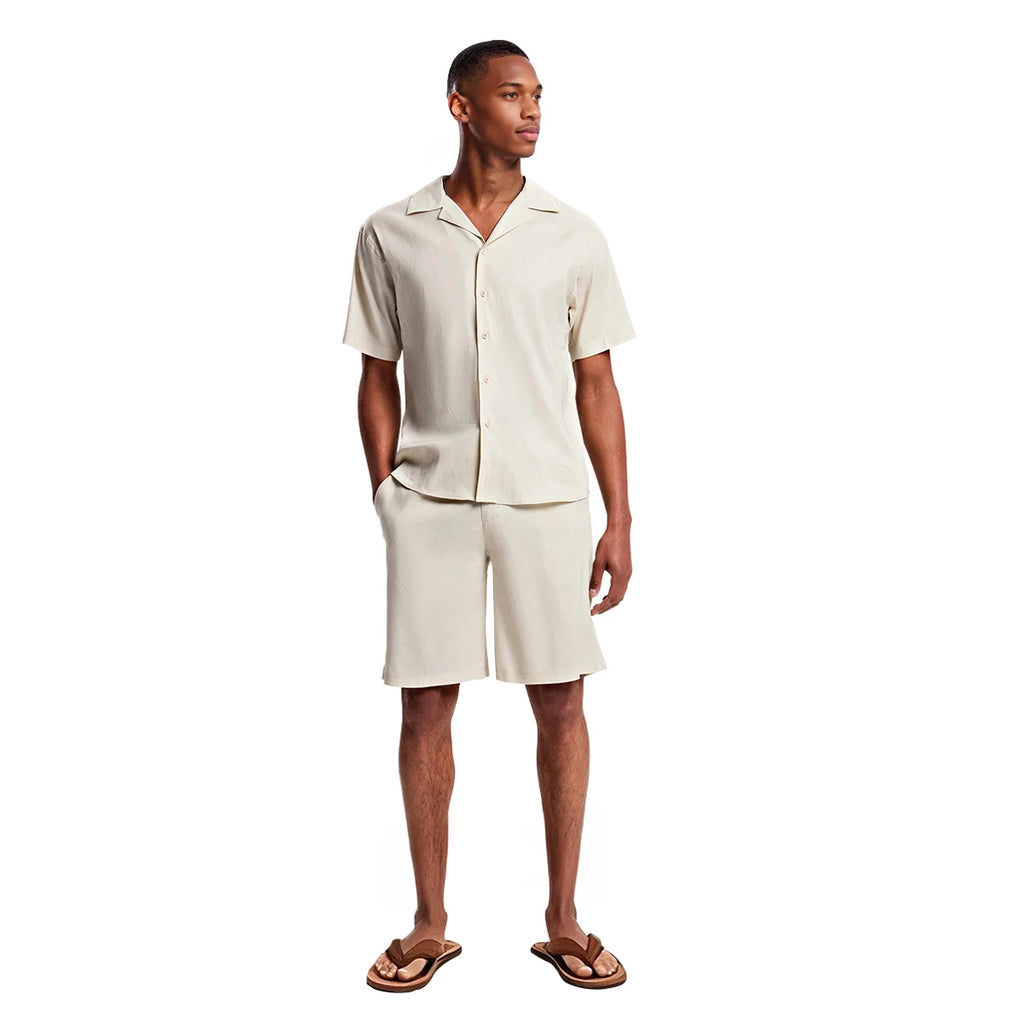 Heren Zomer Set – Korte Mouwen Overhemd & Shorts
