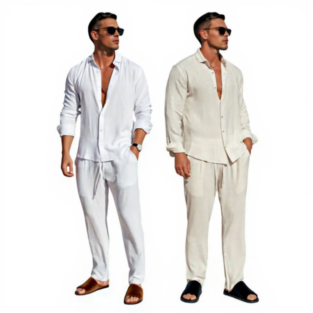 Linnen Heren Overhemd & Broek Set