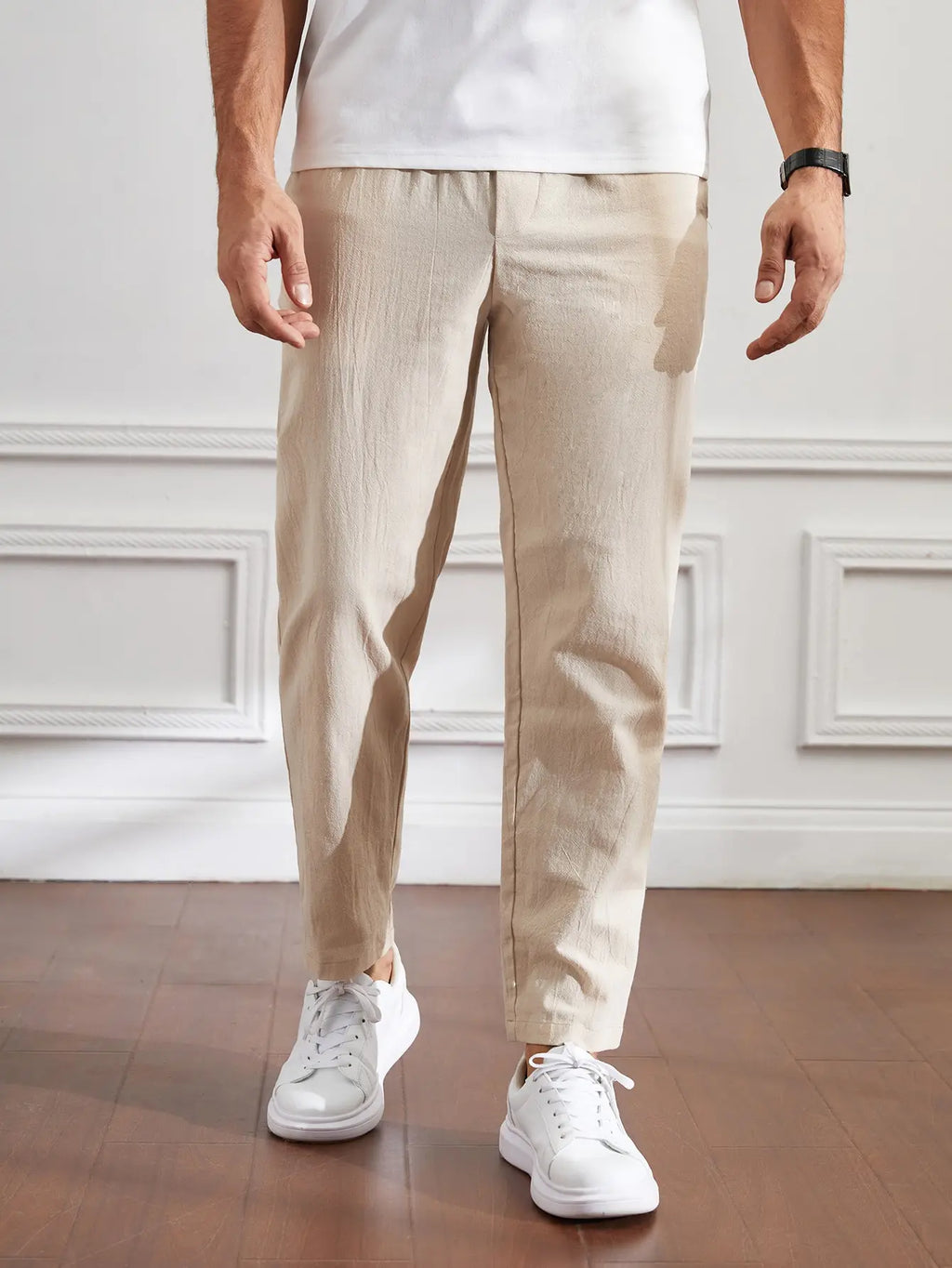 Katoen-Linnen Broek Heren – Straight Fit, Stretch & Kreukvrij