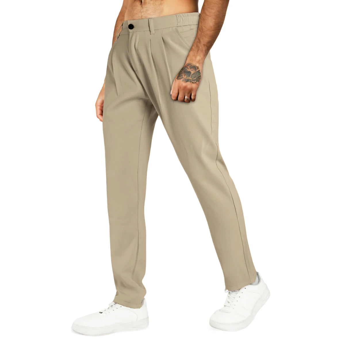 Solid Color Chino Broek Heren – Linnen/Katoen Straight Fit