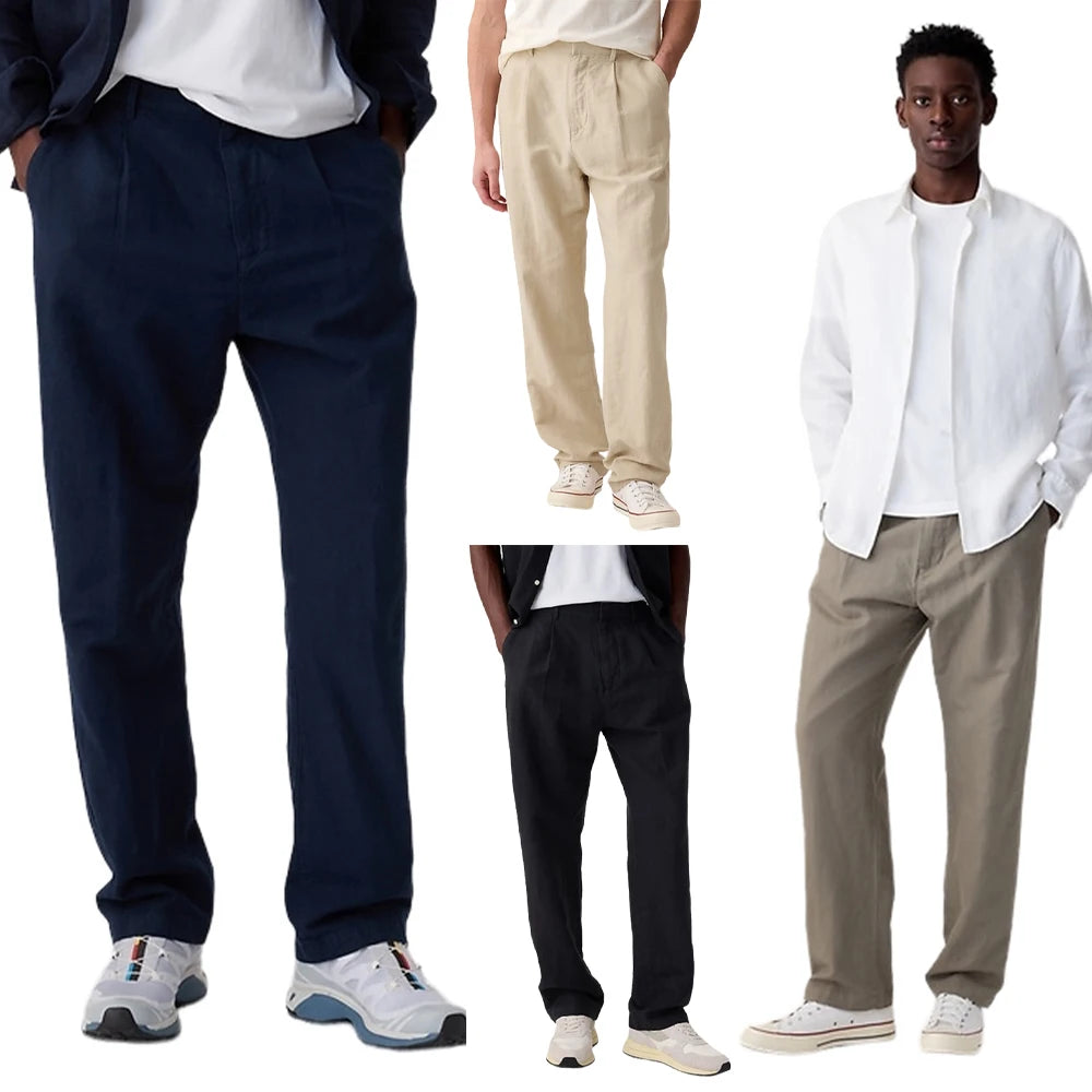Straight Fit Broek Heren – Linnen/Katoen Formal Trousers
