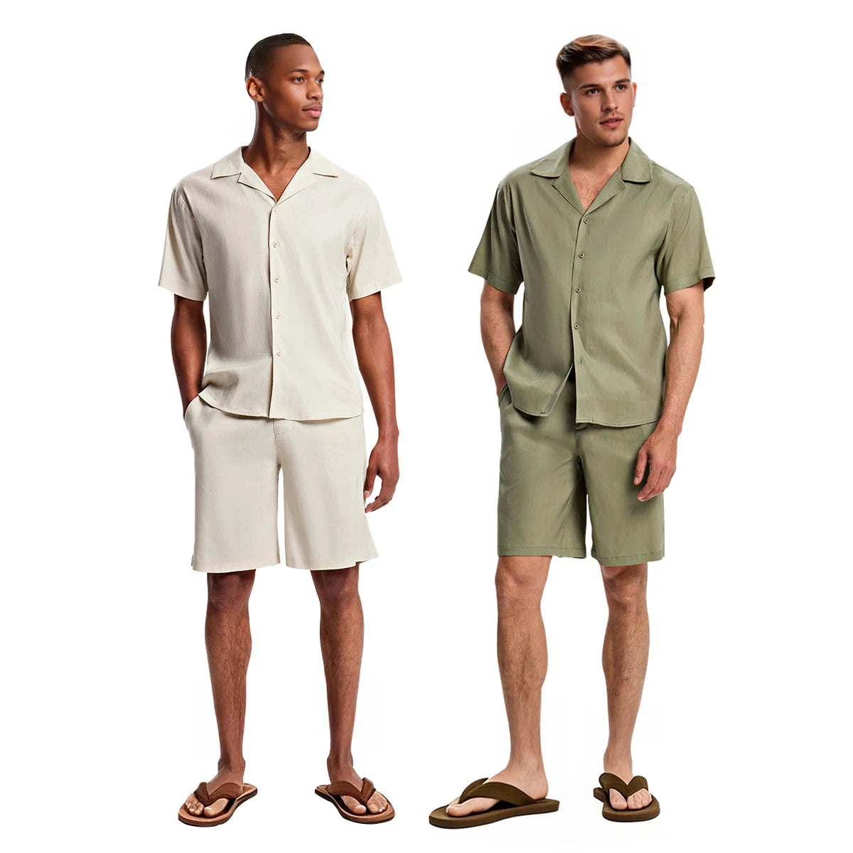 Heren Zomer Set – Korte Mouwen Overhemd & Shorts