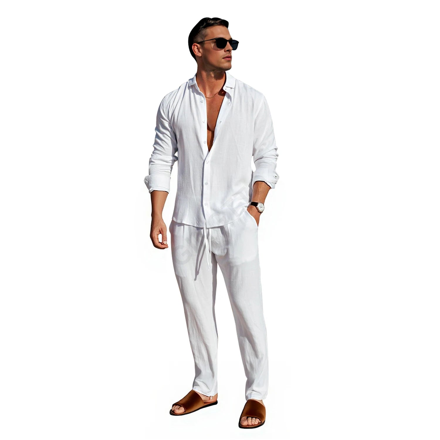 Linnen Heren Overhemd & Broek Set