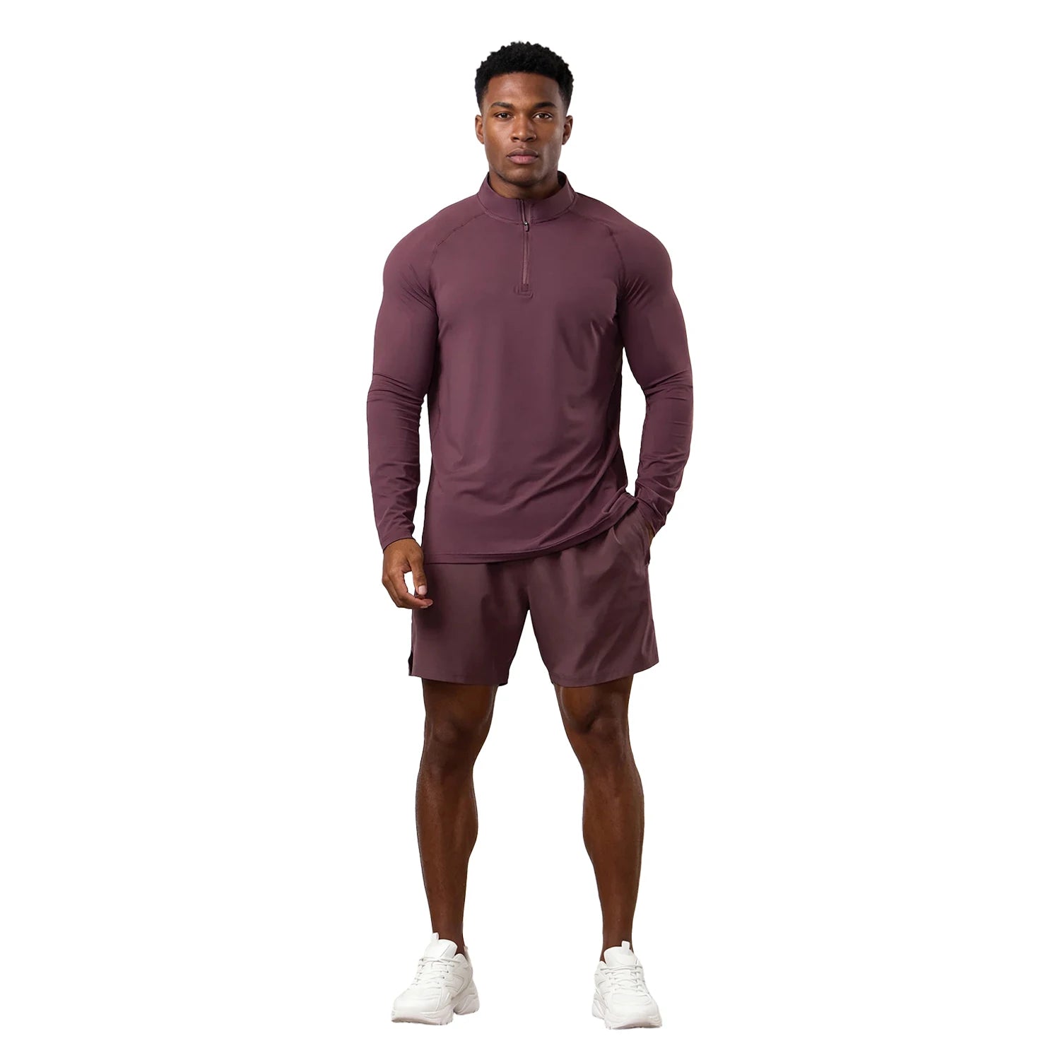 Heren Sportset – 1/4 Zip Trainingsshirt + Shorts