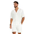 Gestreepte Zomer Set Heren – Leisure Overhemd + Shorts