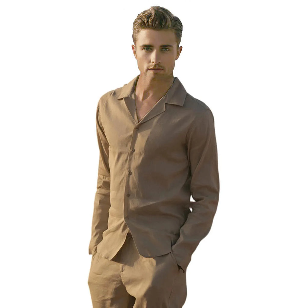 Heren Casual Overhemd – Moderne Slim Fit met Lange Mouwen