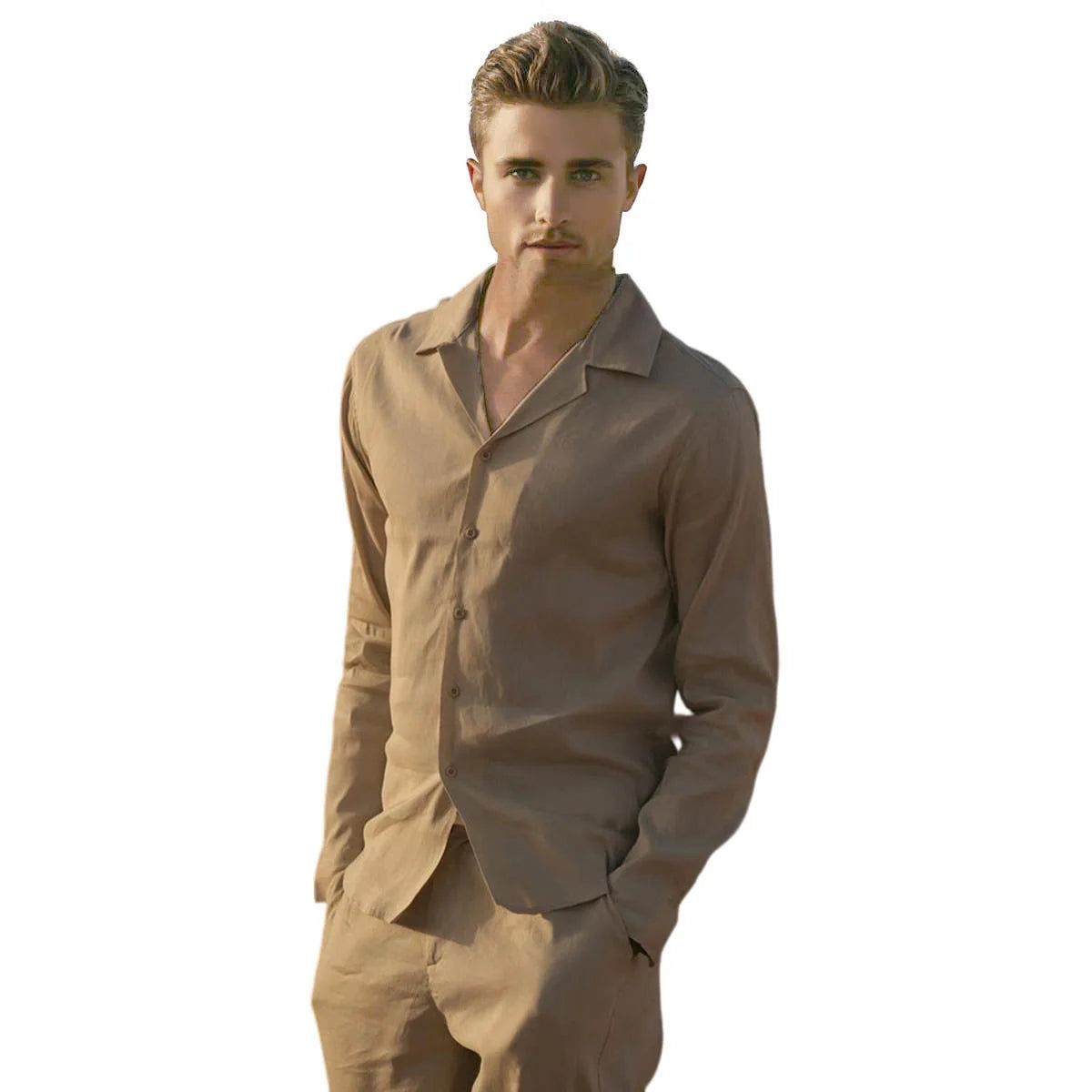 Heren Casual Overhemd – Moderne Slim Fit met Lange Mouwen