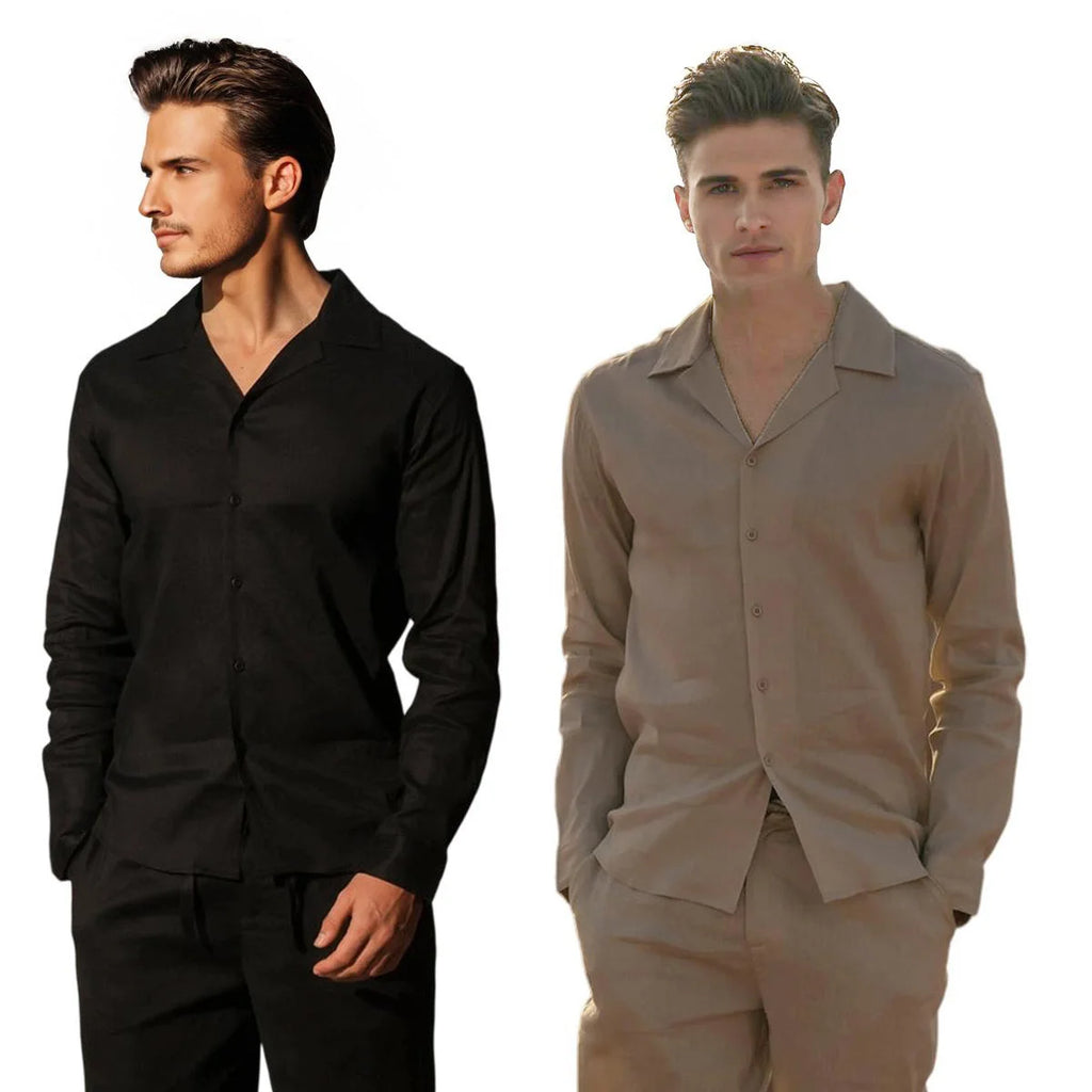 Heren Casual Overhemd – Moderne Slim Fit met Lange Mouwen