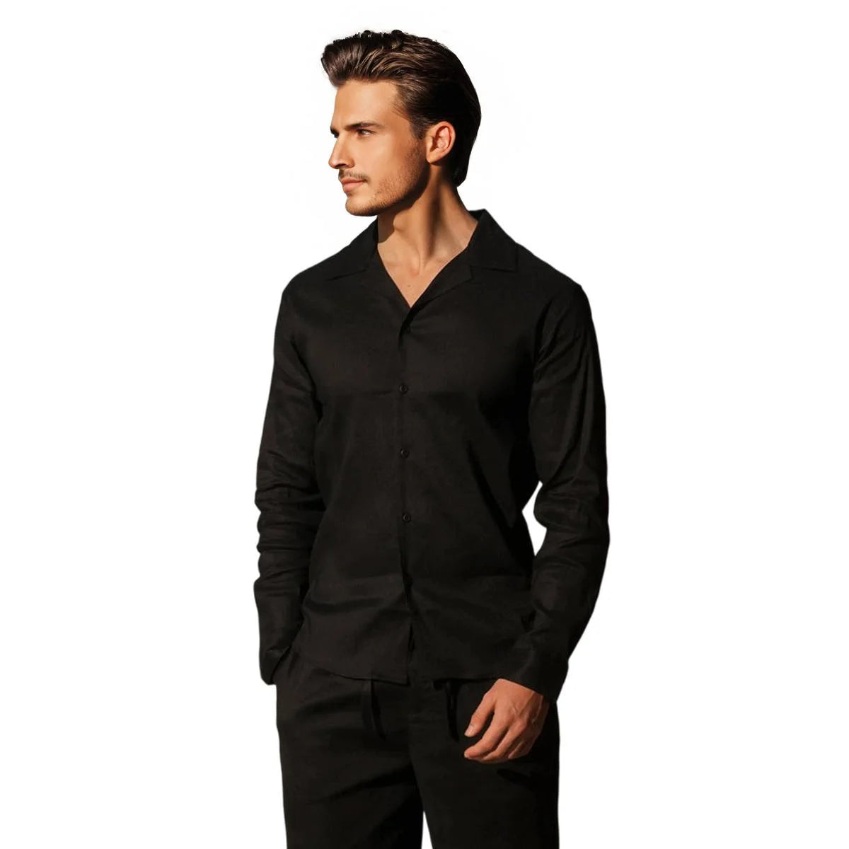 Heren Casual Overhemd – Moderne Slim Fit met Lange Mouwen