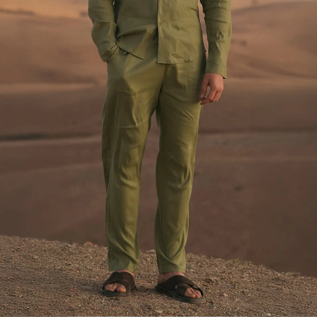 Comfortabele, ademende zomerlinnen broek voor heren