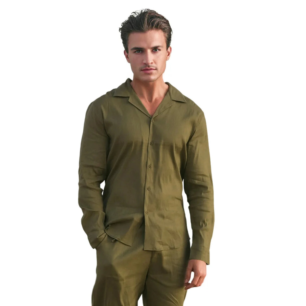Heren Casual Overhemd – Moderne Slim Fit met Lange Mouwen