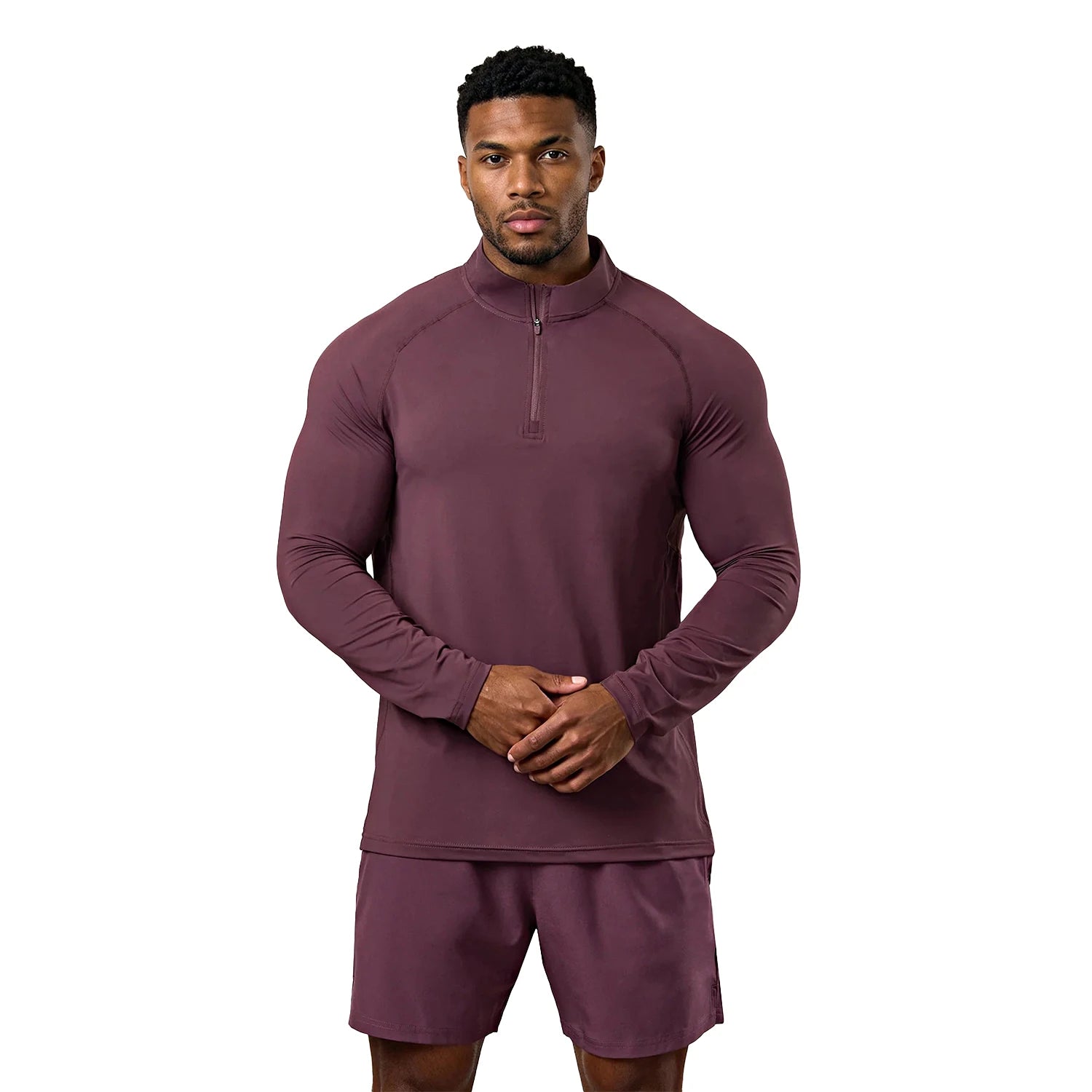 Heren Sportset – 1/4 Zip Trainingsshirt + Shorts