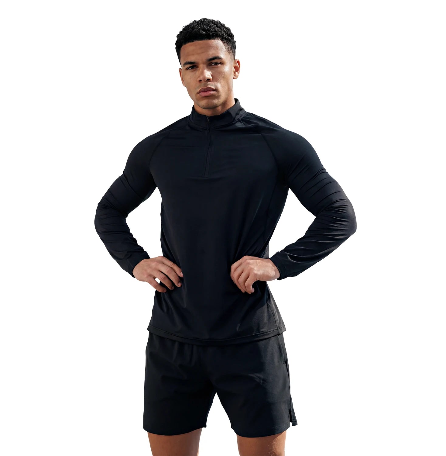 Heren Sportset – 1/4 Zip Trainingsshirt + Shorts