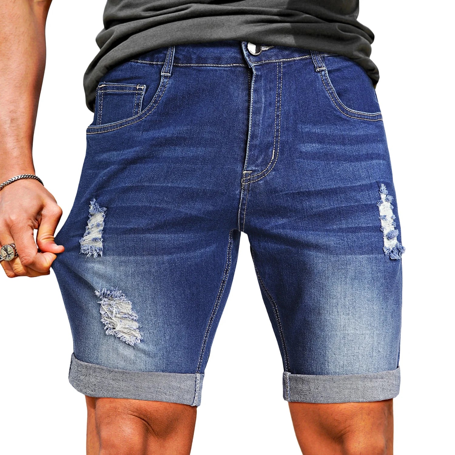 Heren Distressed Denim Jorts – Washed Zomer Shorts met Moderne Fit